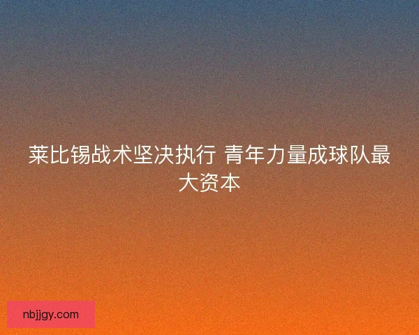 莱比锡战术坚决执行 青年力量成球队最大资本