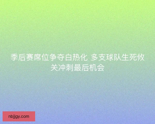 季后赛席位争夺白热化 多支球队生死攸关冲刺最后机会